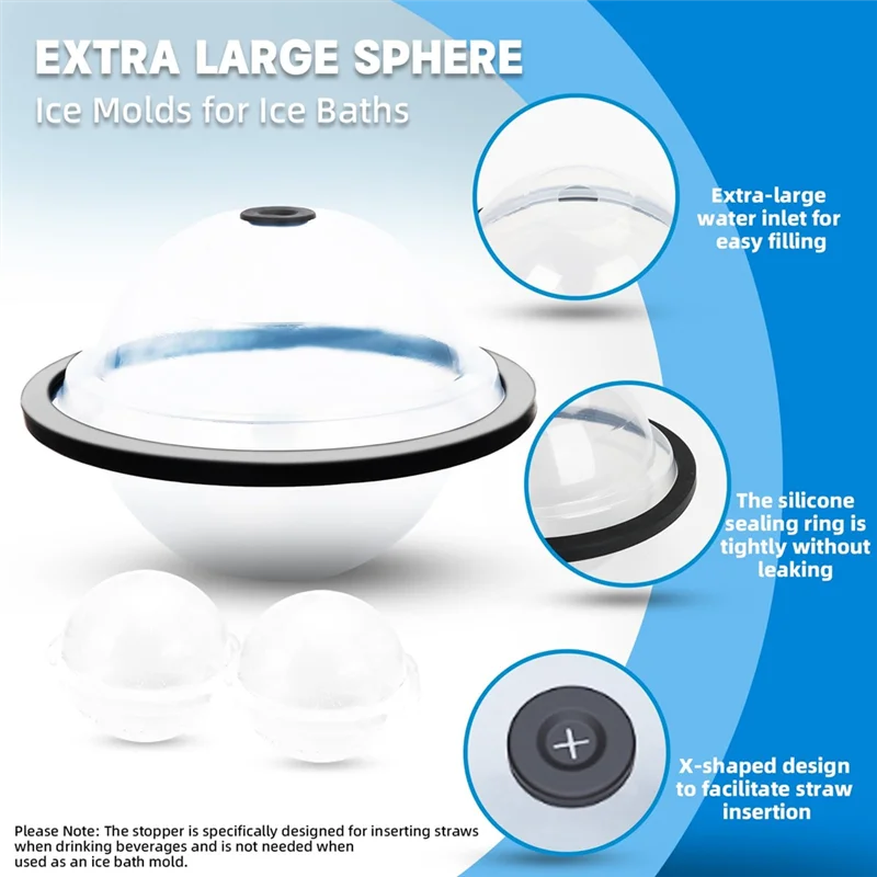 ABBO-Extra Large Sphere Ice Molds For Ice Baths, Icecube Molds For Cold Plunge, Ice Block Mold Reusable Ice Ball Maker