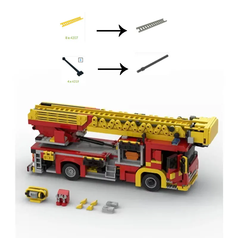 City Fire Brigade Rescue Truck Crane Fire Truck 1079 Pieces Building Block Toys DIY Christmas Gift Birthday Gift