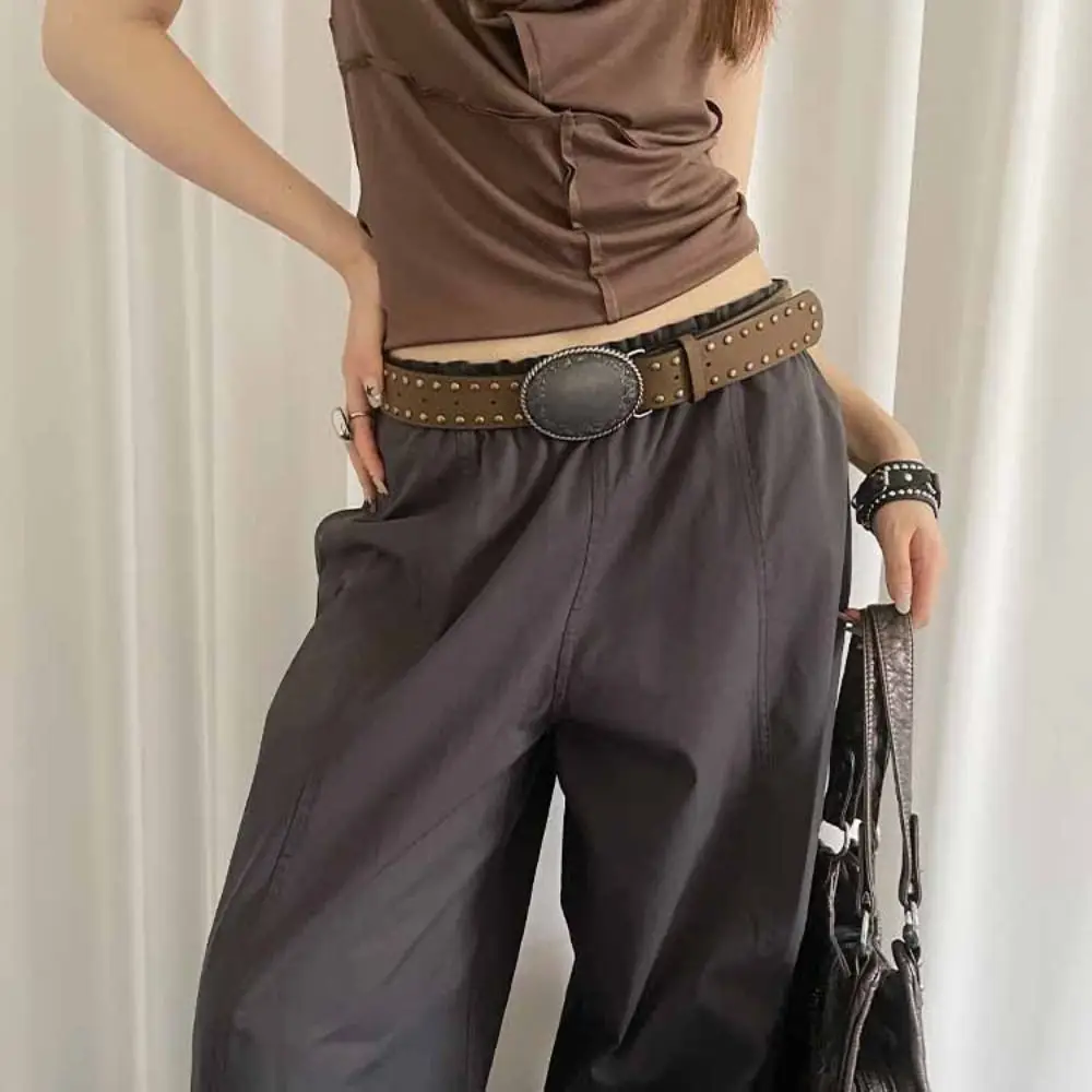 カジュアルメタルバックルレトロリベットウエストベルト合金 Y2k パンクスタイルベルトヴィンテージプリントパンツ装飾ジーンズウエストバンド毎日