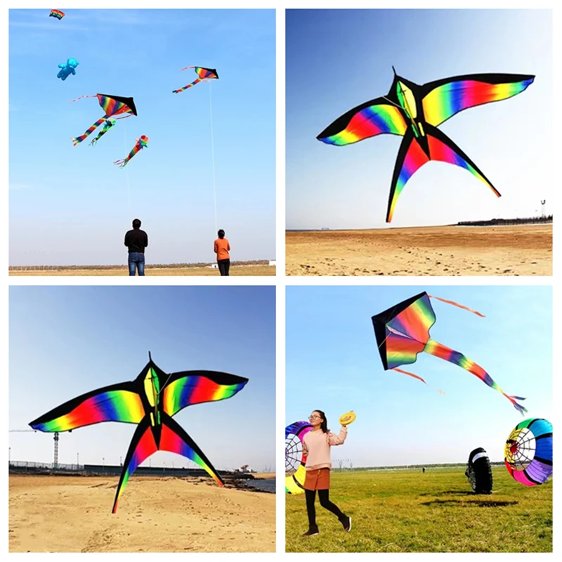 จัดส่งฟรี rainbow bird kite สําหรับเด็ก kite ของเล่นไนลอนบิน kites เด็ก kite line จีน kite wind power delta kite koi