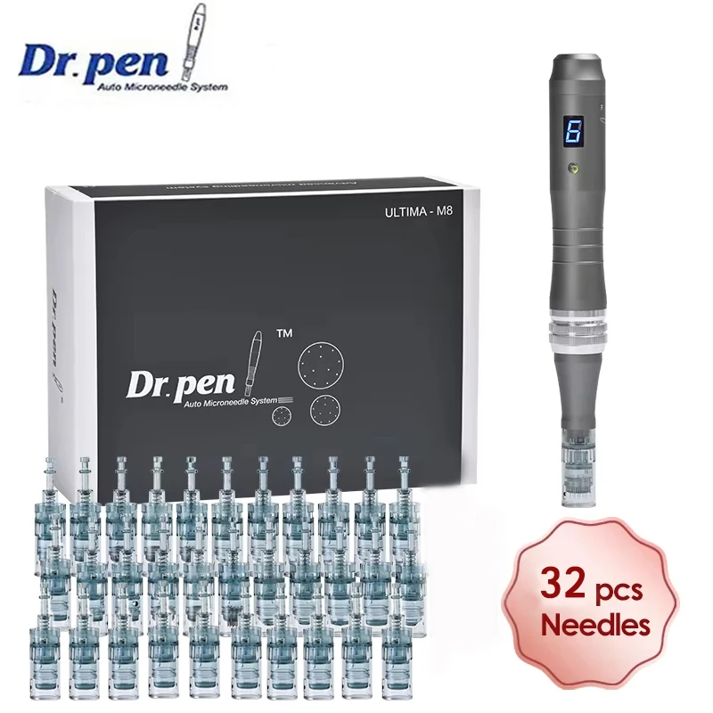 Dermapen Ultima M8 With 32 Cartridge Wireless Derma Microneedle Pen Skincare Kit MTS Treatment Professionals Use Beauty Machine