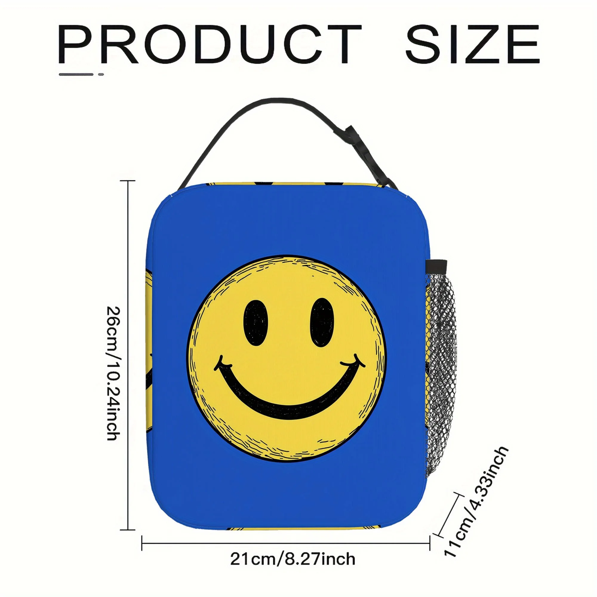 حقيبة تخزين طعام واحدة بنمط وجه مبتسم، مناسبة للمكاتب والمدارس والسفر والحفلات وما إلى ذلك.