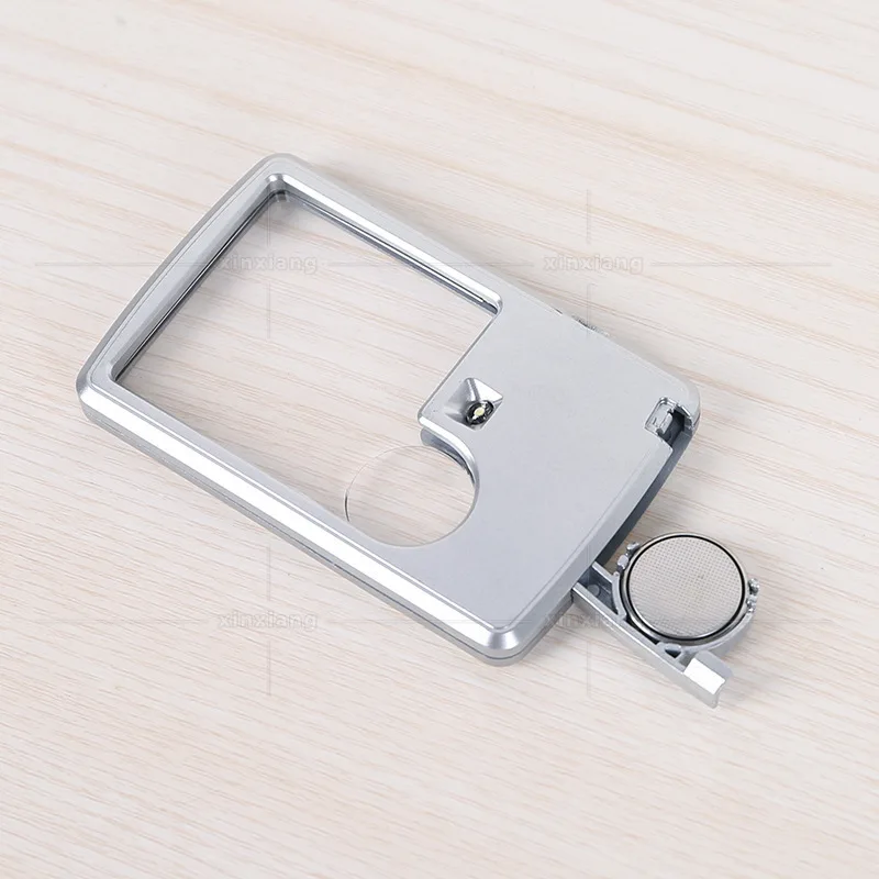 Custom. Hot-Selling 85*55 Leather Magnifying Glass LED Thin Business Card with Light 3x/6x Card Reading Magnifier