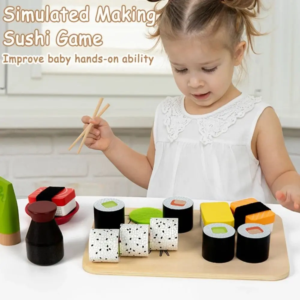 Jouet de cuisine pour Sushi, Simulation amusante, lisse et robuste, jeu de Simulation pour enfant, jouets réutilisables, cadeau d'anniversaire, ensemble de nourriture en bois