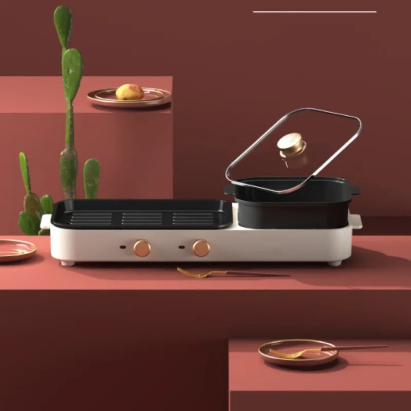 rinse and bake integrated pot, single pot mandarin duck electric hot pot, electric household electric baking pan, frying pan