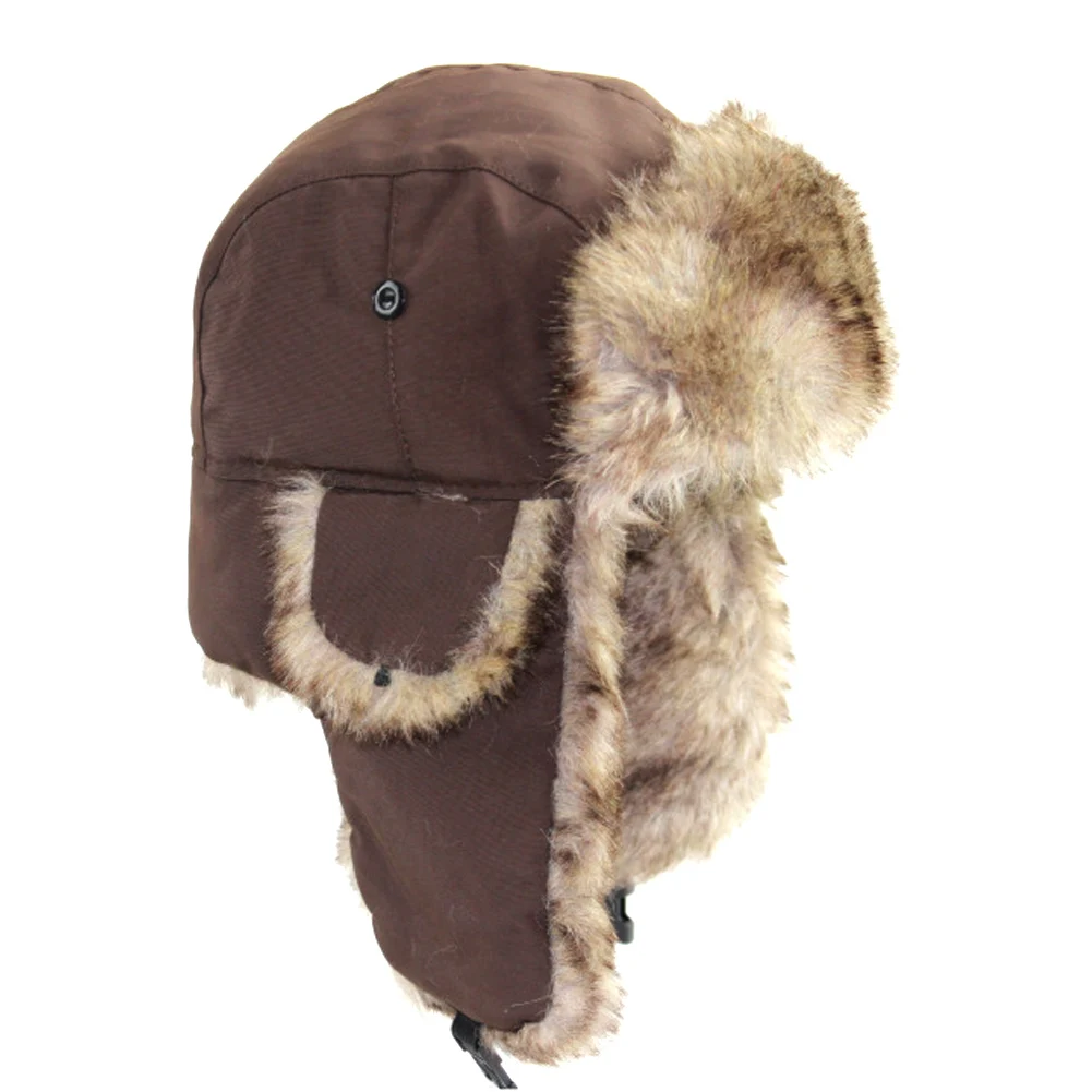 Mens Women Unisex Warm Trapper Aviator Trooper Earflap Winter Flaps Ski Hat New  Hats Russian Ski Hat Faux Fur Hats