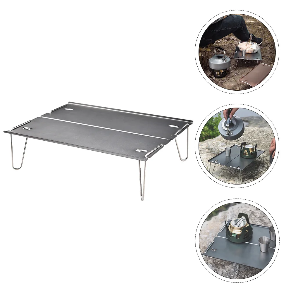 Foldable Picnic Table Small Aluminum Folding Hiking Camping Mini Portable Eat Silver Desk Outdoor BBQ Travel