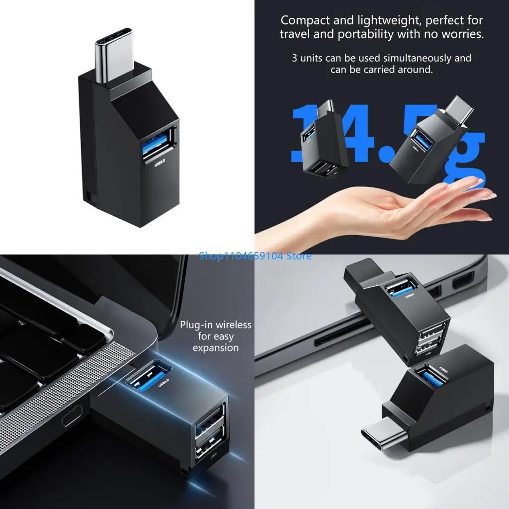 

USB C Hub Adapter 1xUSB3 2xUSB2 Port Expandable for Computer Accessories
