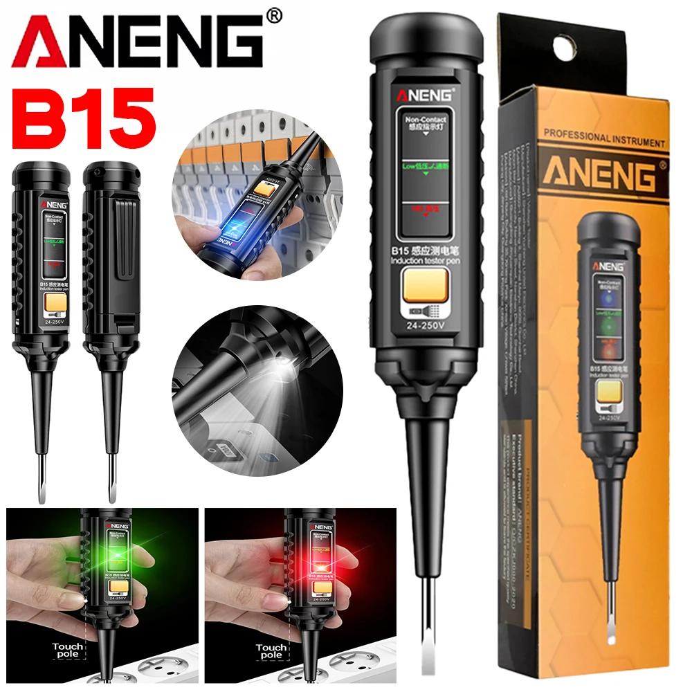 

ANENG B15 Induction Tester Pen One-word Electrician Screwdriver Testing Pen 24-250V AC Voltage Detection Pen Electrical Tools