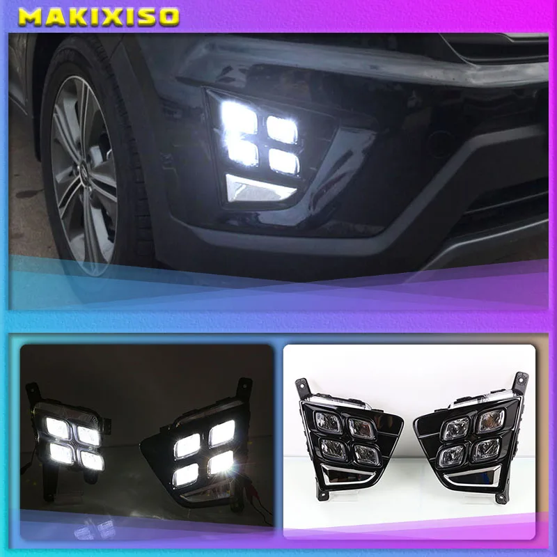 

Car Accessories Waterproof ABS 12V LED Daytime Running Light DRL Fog Lamp Decoration For Hyundai Creta IX25 2014 2015 2016