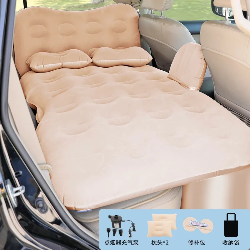 

Car Air Mattress Travel Bed Rear Seat Mattress Inflatable Mattress Air Cushion Bed Mat Sleeping Flocking In The Back of The Car