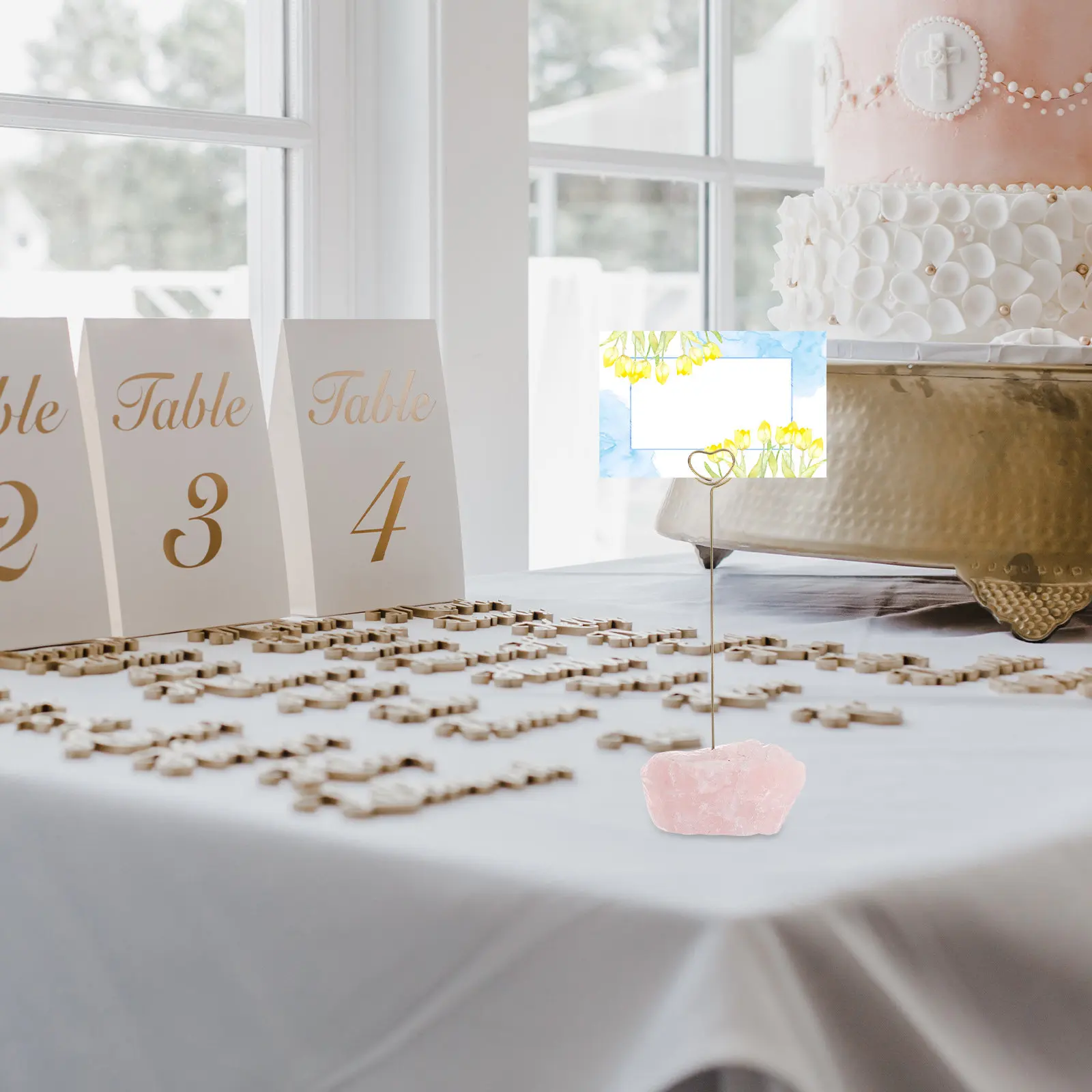 Crystal Stone Place Card Holder Natural Table Decor Wedding Birthday Event Card Photo Memo Note Stand Photo Clip Desktop