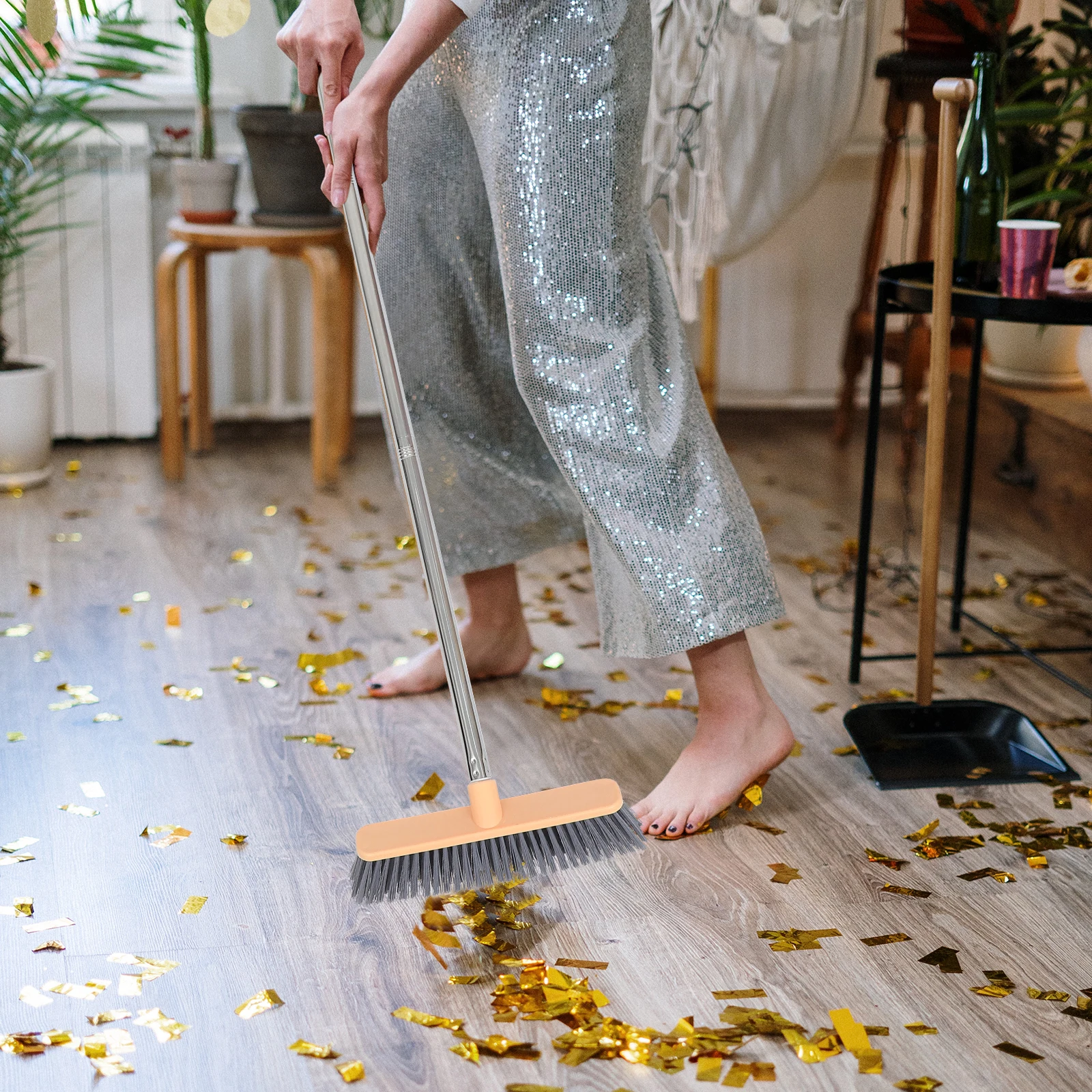 

Floor Brush Cleaning Bathroom Durable Scrubber Household Nylon Handle Long Bristles Stainless Steel ABS Material Efficient Dust
