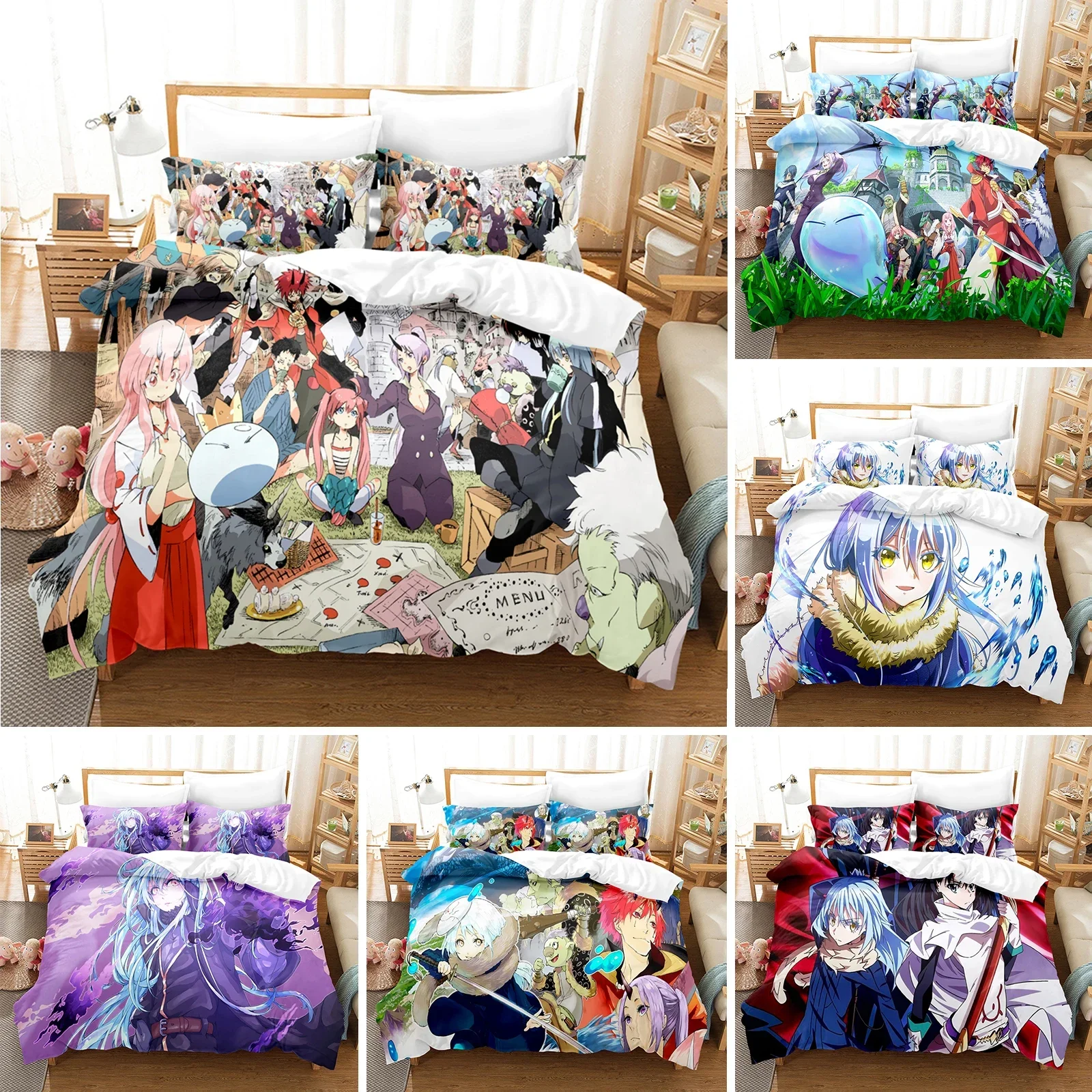 Anime That Time I Got Reincarnated As A Slime Rimuru Comfortable Duvet Quilt Cover Pillowcase Bedding Set Children Home Textile