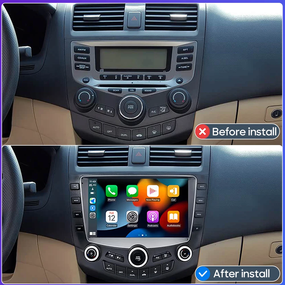 For Honda Accord 7 2003 - 2007 Car Multimedia Player Radio Navigation stereo Wieeless CarPlay GPS Android Car Video Player Auto