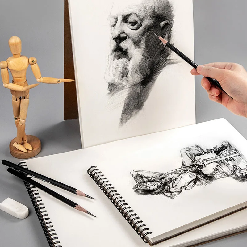 

Retro Kraft Vertical Flip Sketchbook, 30 Pages 120g Thick Paper, A4 A5 16K Coil Art Drawing Stationery