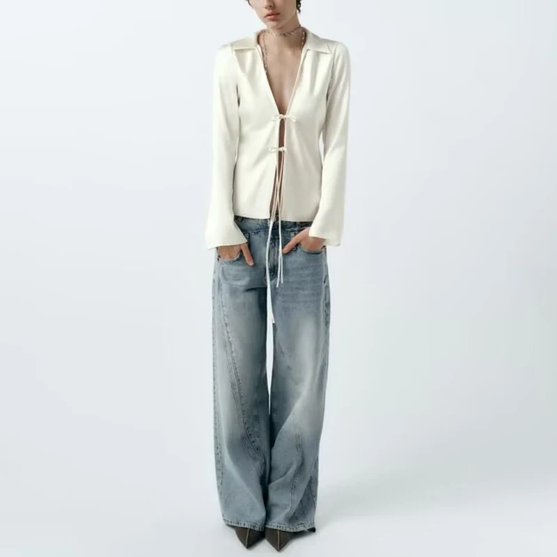 

Ele Knot Design irt Women's Faion Sle Summer New Arrival Z Brand Commute Sle Loose Fit Long Sve