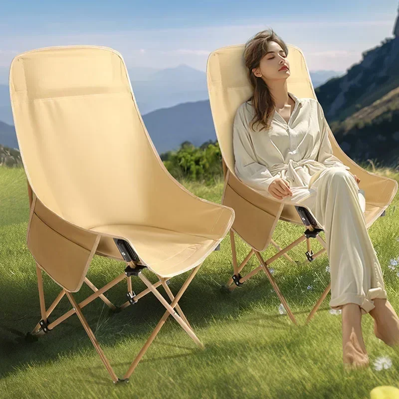 

Folding Outdoor Camping Moon Chair Raised Backrest Recliner Fishing Stool Stool Camping Outdoor Furniture Recliner Portable