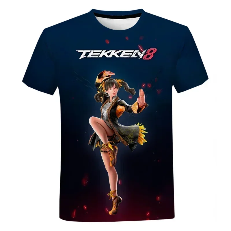 القتال لعبة جديدة Tekken 8 ثلاثية الأبعاد مطبوعة تي شيرت للرجال الملابس Harajuku الشارع الشهير تي شيرت الصبي طفل Crewneck قصيرة الأكمام فتاة
