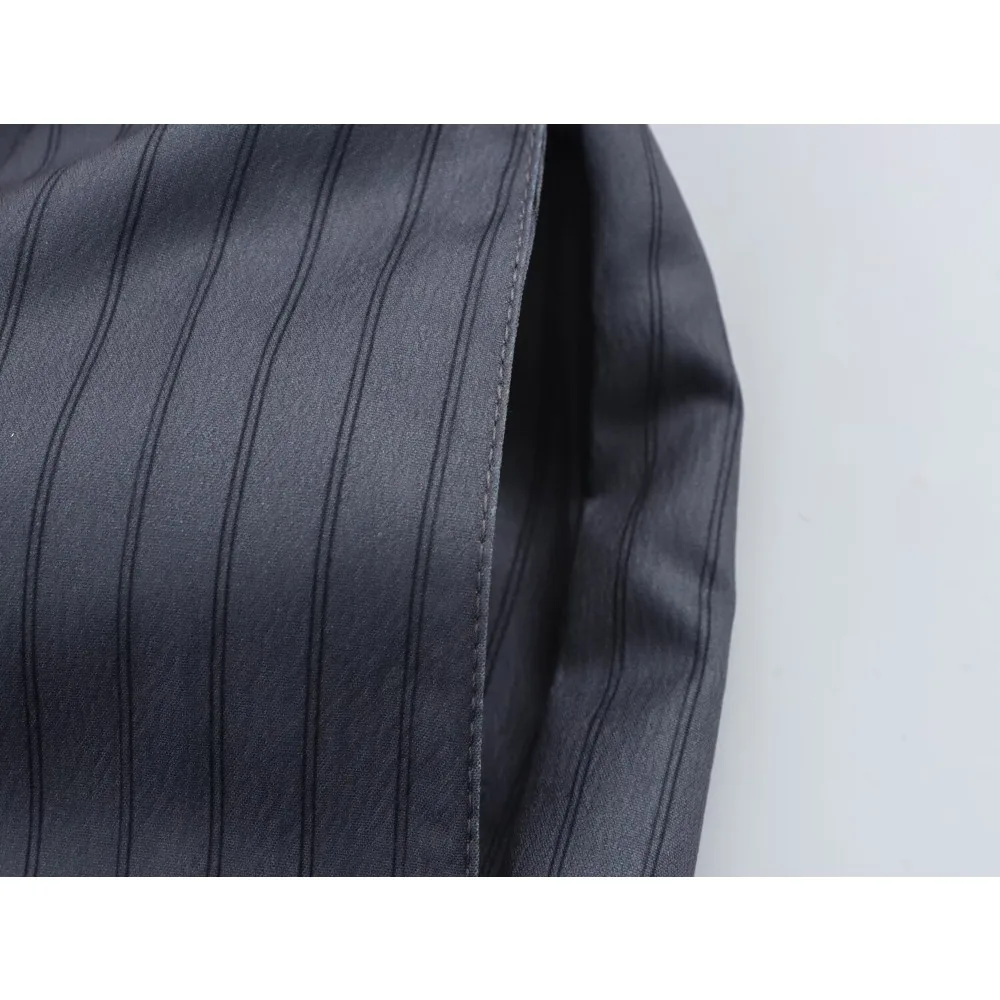 أزياء مخطط بانت مجموعات لسيدة عارضة التلبيب الياقة كم طويل قميص مخطط مع علامة تبويب زرر مطابقة مريح بنطال ذو قصة أرجل واسعة #6