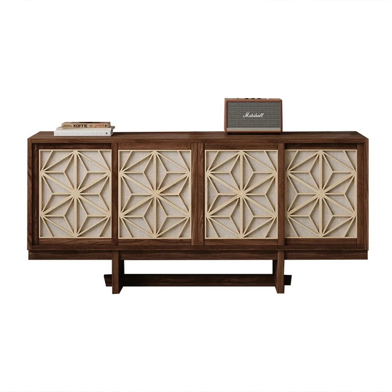 

Шкаф для телевизора из североамериканского черного ореха, простой итальянский минималистичный светлый роскошный перегородка из цельного дерева