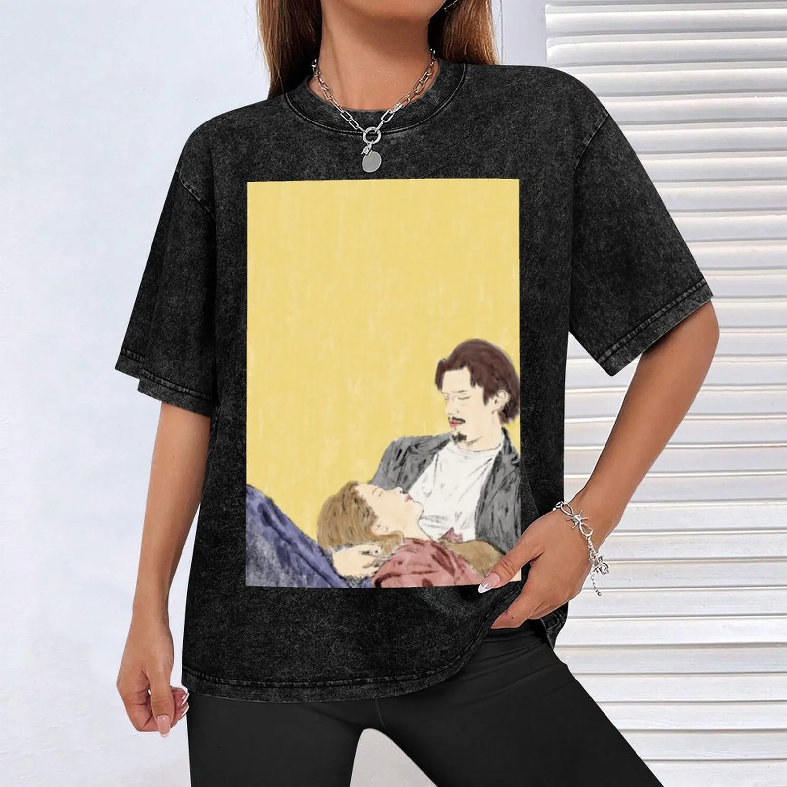 قبل شروق الشمس — تي شيرت بألوان مائية تي شيرت رجالي عادي برسومات تي شيرت للرجال #4