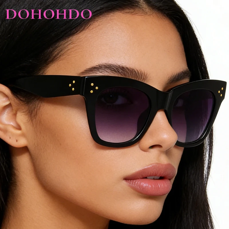 

Trendy Retro Big Frame Cat Eye Rice Nail Women Sunglasses Luxury Designer Men Shades Outdoor Driving Classic Sunglasses UV400