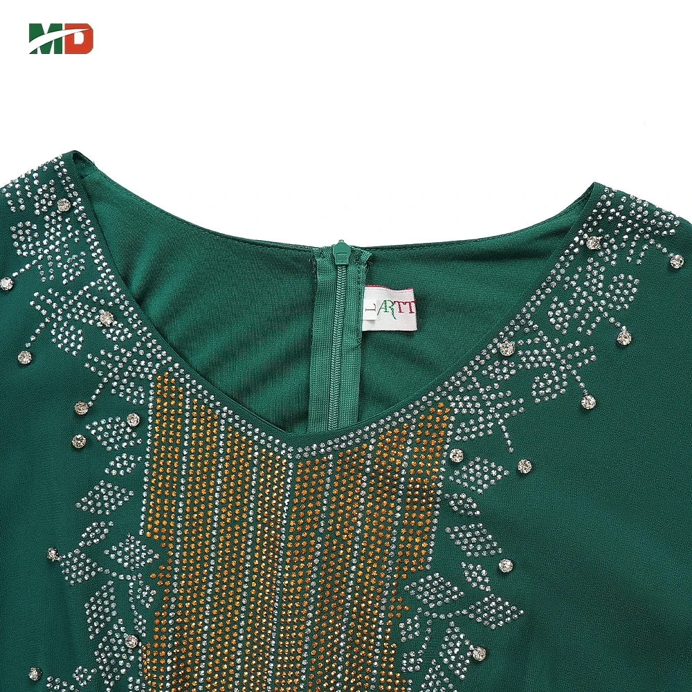 MD 2025 فستان أفريقي مقاس كبير للنساء أنيق دبي تركيا أفريقيا مسلم الماس ملابس حفلات الزفاف ثوب الكنيسة الخضراء #5