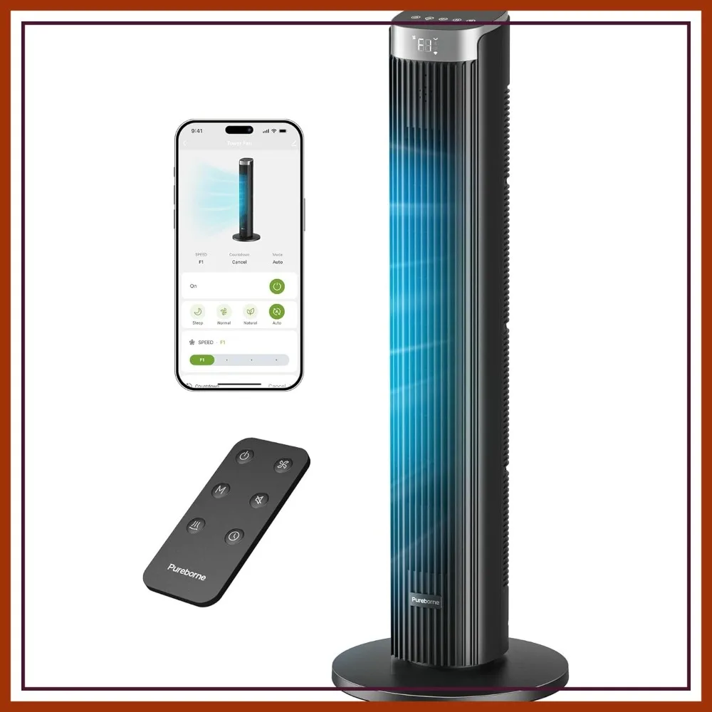 

36" Tower Fan for Bedroom, Smart Standing Fan with 90° Oscillation, APP & Voice Control, 4 Speeds, 12H Timer, 23dB Quiet, Black