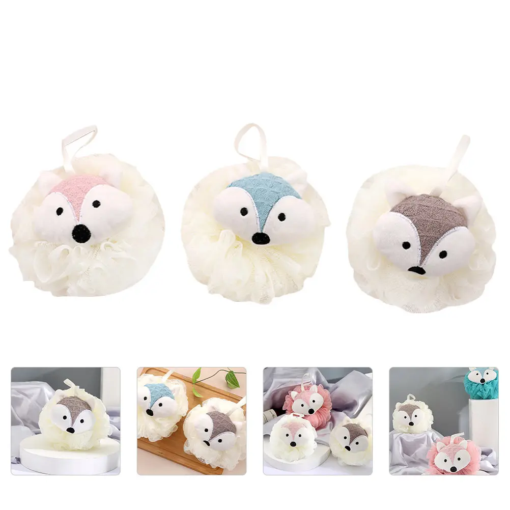 

3pcs Cartoon Bath Ball Adorable Shower Ball Bubble Bathing Scrubber Home Bathroom Tool Mesh Sponge Body Scrubbing Lightweight