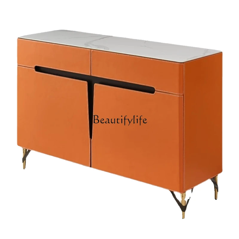 

Italian minimalist rock slab storage cabinet into the home against the wall foyer