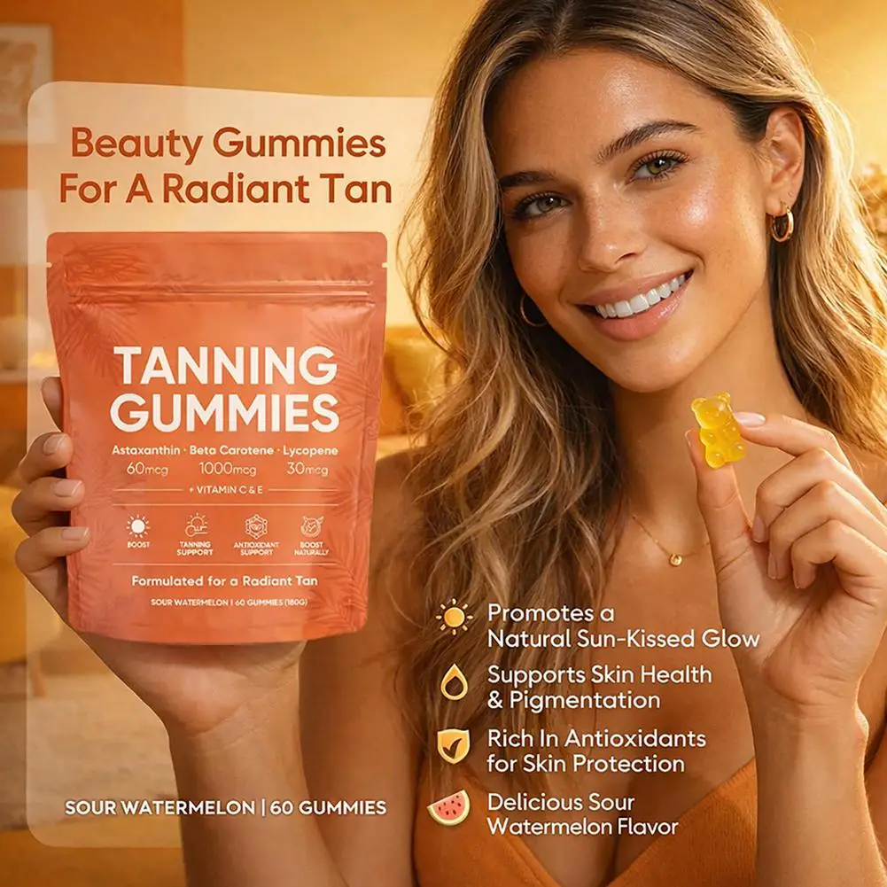 

Жевательные конфеты для автозагара для женщин: естественный бронзовый оттенок кожи, быстрое действие, без сахара, вегетарианские, без ГМО, усилитель тонуса кожи, 60 шт.