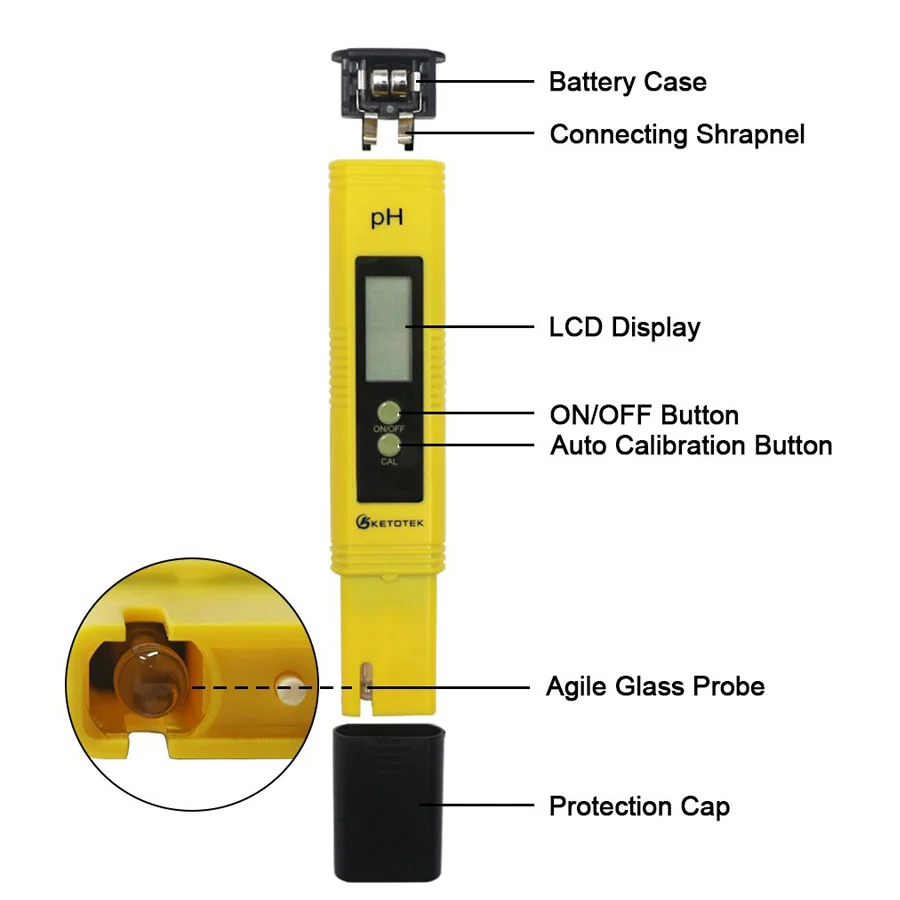 Digital pH Meter,0.01pH High Accuracy Pen Type pH Tester for Hydroponics, Household Drinking, Pool and Aquarium