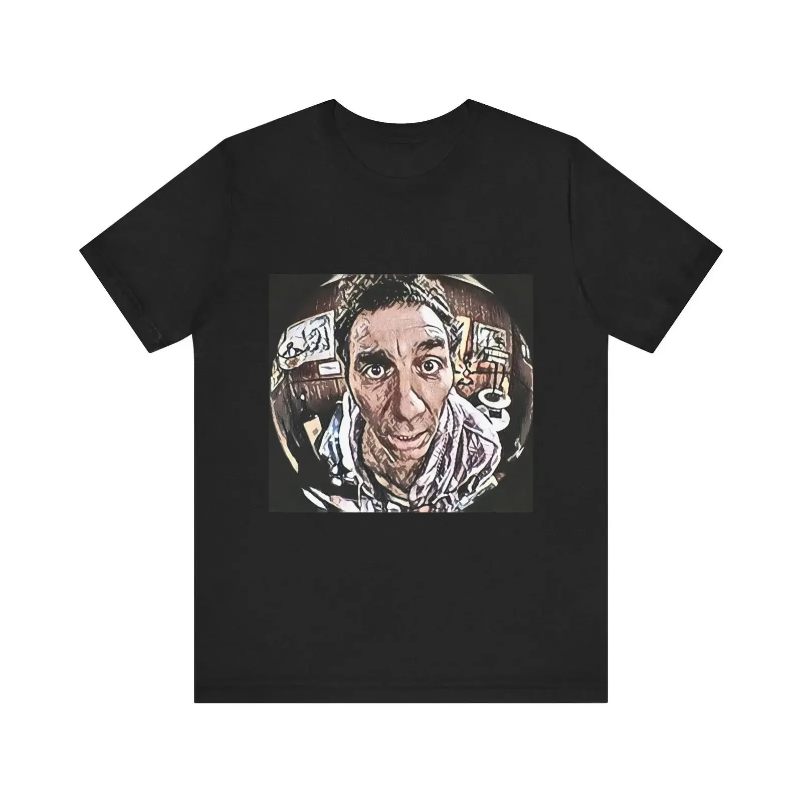 Kramer Peephole  T Shirt Print Crewneck NEW vintage Washed Slightly Stretched Versatile Casual graphic Stylish Breathable