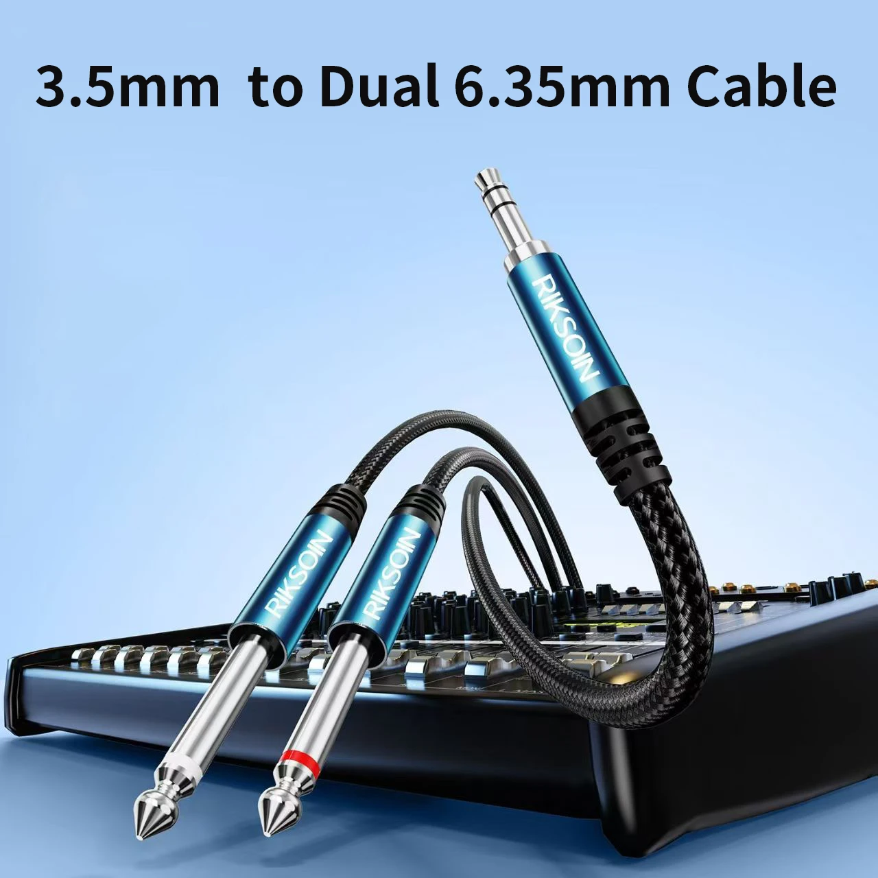 3.5mm TRS to Dual 6.35mm TS Breakout Cable, 1/8 To 1/4 Stereo Cable, 3.5mm to 1/4 Y Splitter Cord for iPhone, PC, Sound Card