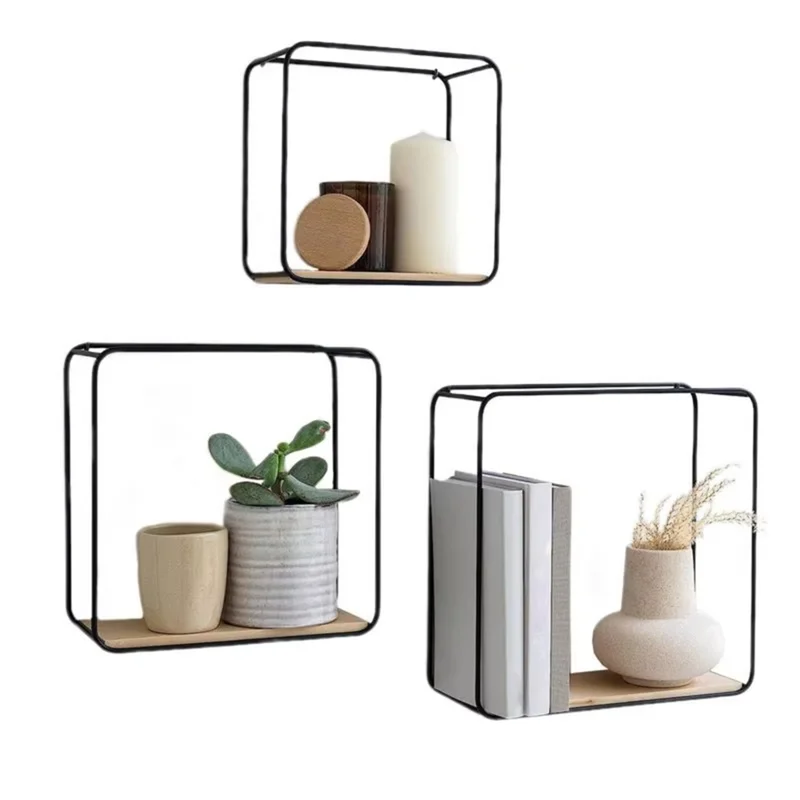 A33R-Floating Shelves For Wall 3 Pieces Modern Bracket Storage Organizer For Picture Frames