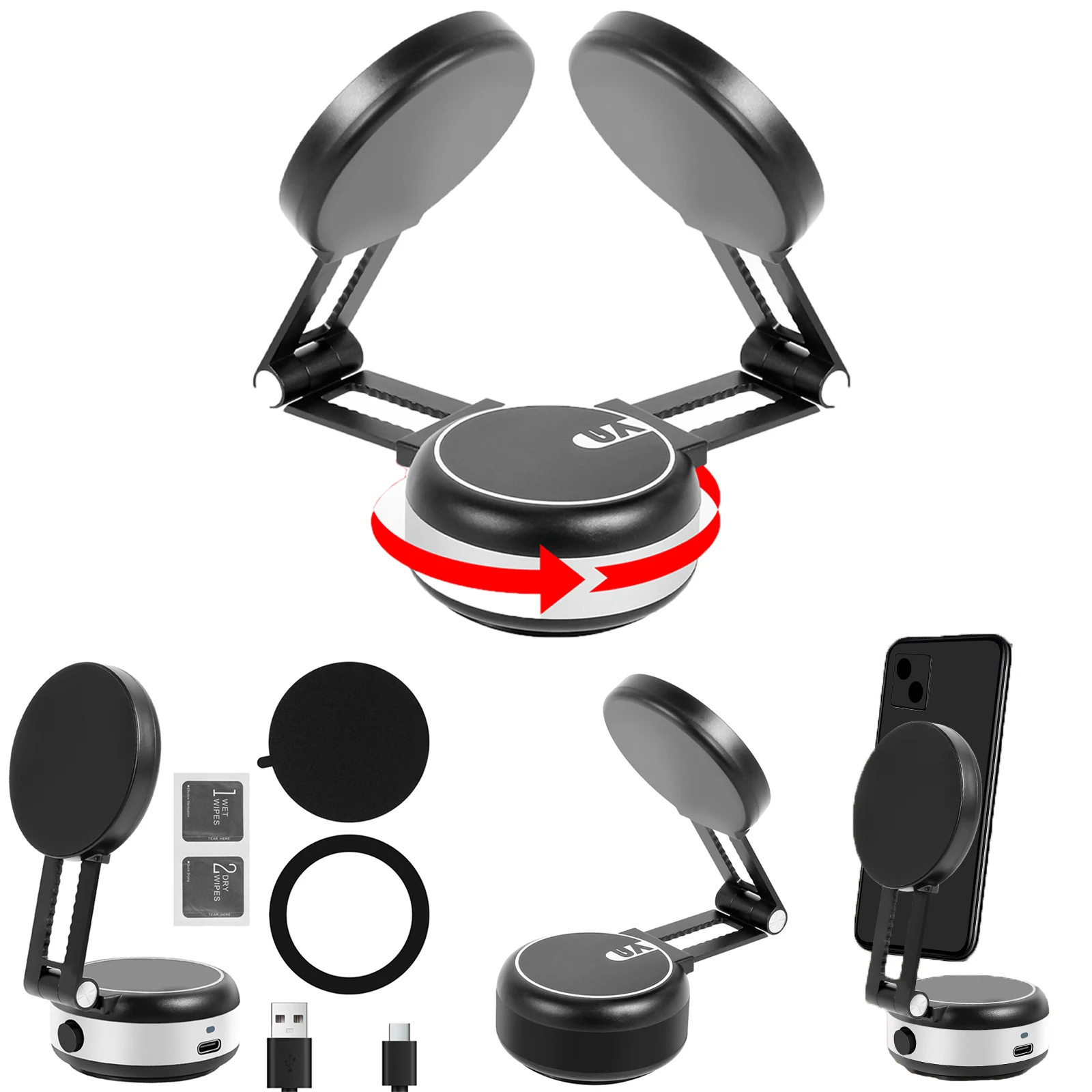 

360° Rotation Magnetic Phone Holder Suction Cup Phone Mount Multifunctional Portable Car Cellphone Holder for Household