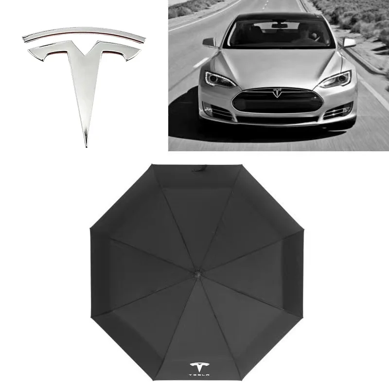 

1pcs Automatic Logo Umbrella Outdoor Sunshade UV Protection Umbrella For Tesla Model 3 Model S Model X Model Y Roadster SpaceX