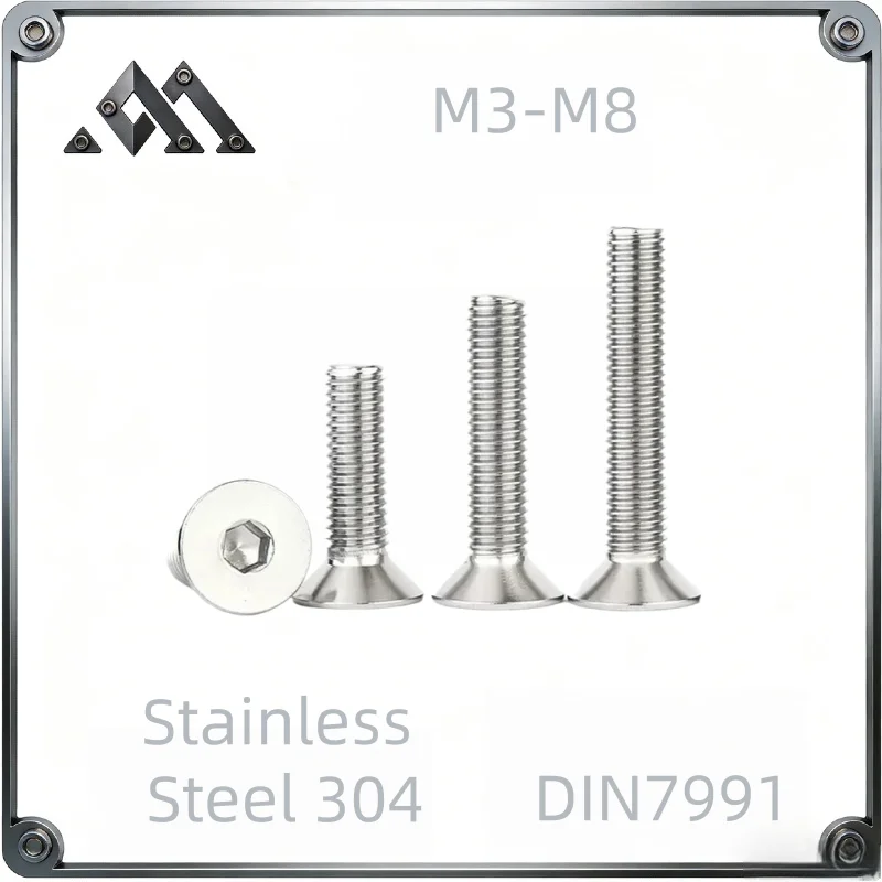 

DIN7991 Flat Head Socket Cap Screws 304 Stainless Steel Zinc-Plated High Strength M3 M4 M5 M6 M8