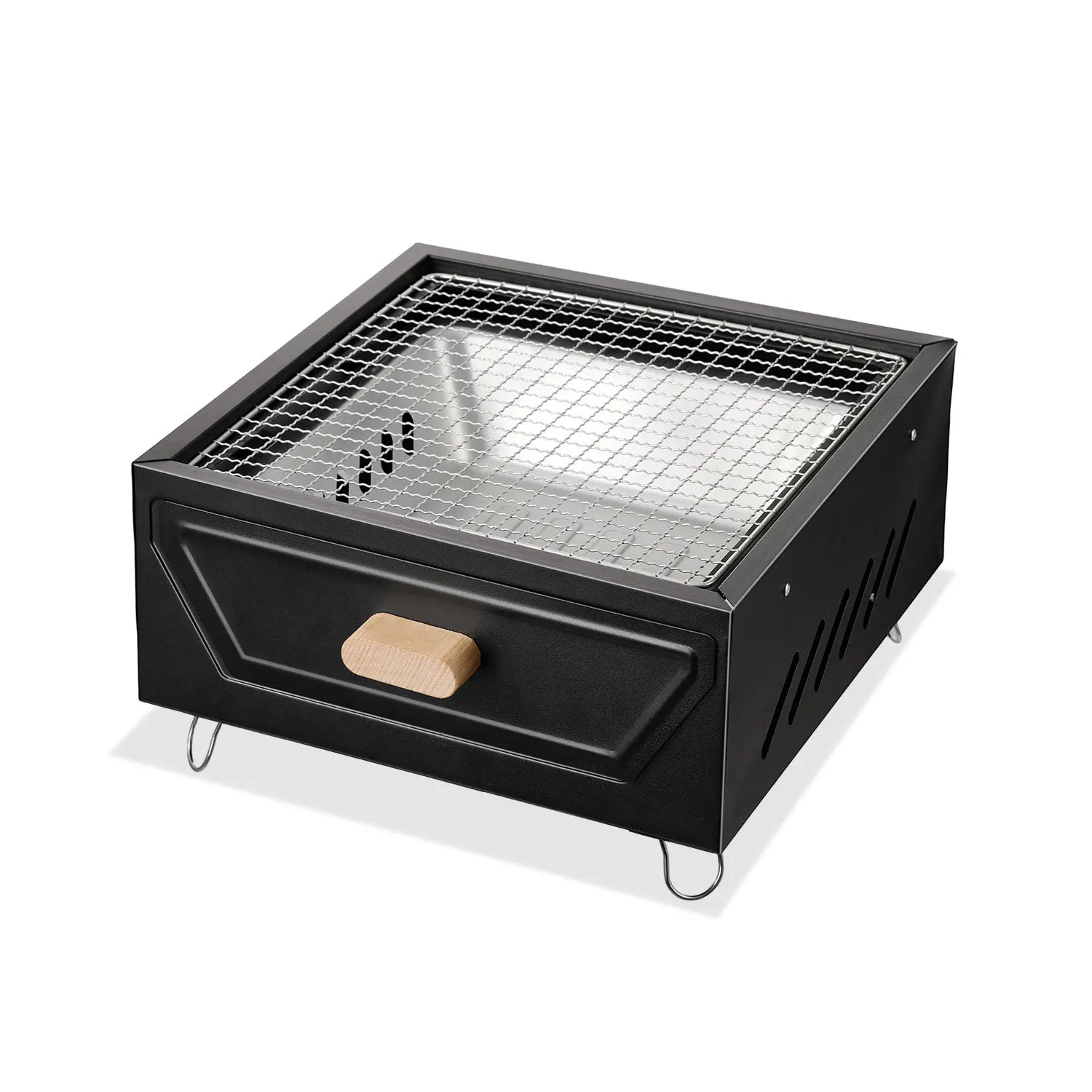 Portable Charcoal Grill Stove Square Tabletop Barbecue Fire Pit Heavy Duty Steel for Outdoor Camping Tea Brewing Home Use