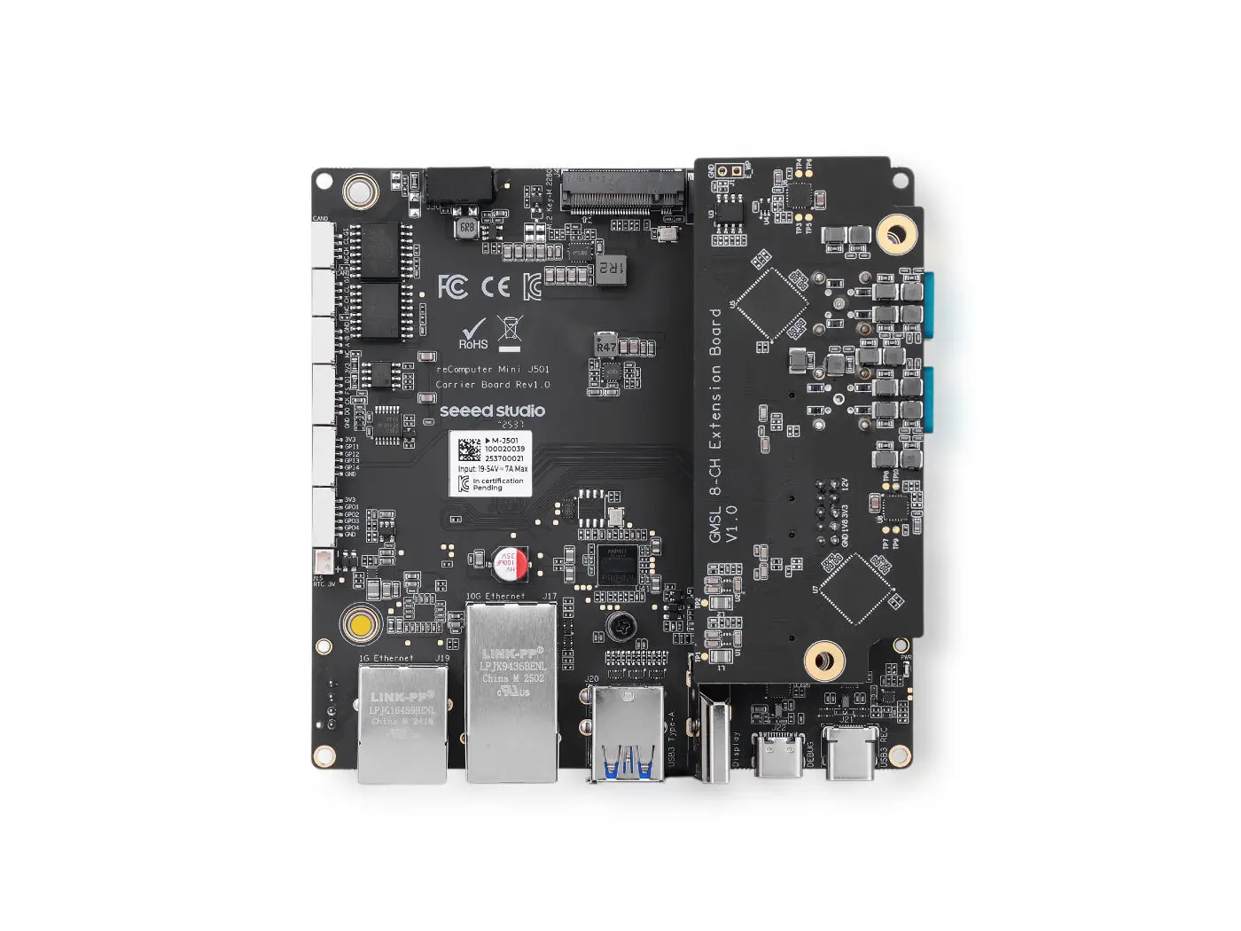 Carrier Board for NVIDIA Jetson AGX Orin Modules with GMSL Extension ReComputer Mini J501, CAN, USB, Ethernet, RS-485, I2S