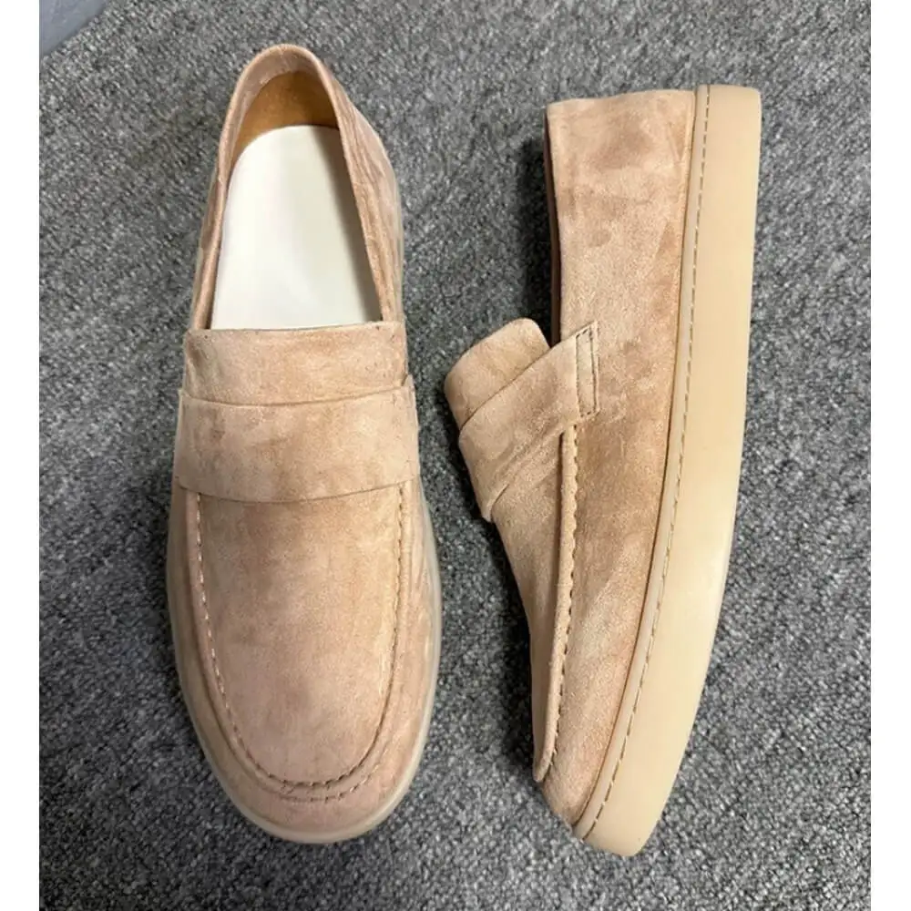 Premium Beige Suede Penny Loafers – Handcrafted Comfort, Effortless Casual Elegance