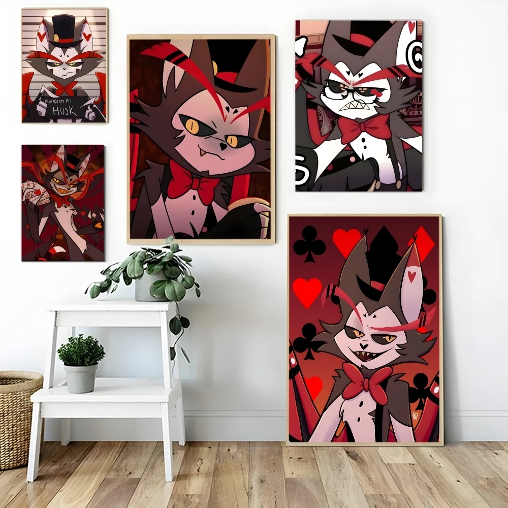 Anime H-hazbin Hotel Husk Poster Premium Decorative Wall Stickers Living Room Home Dormitory Easy To Install No Damage