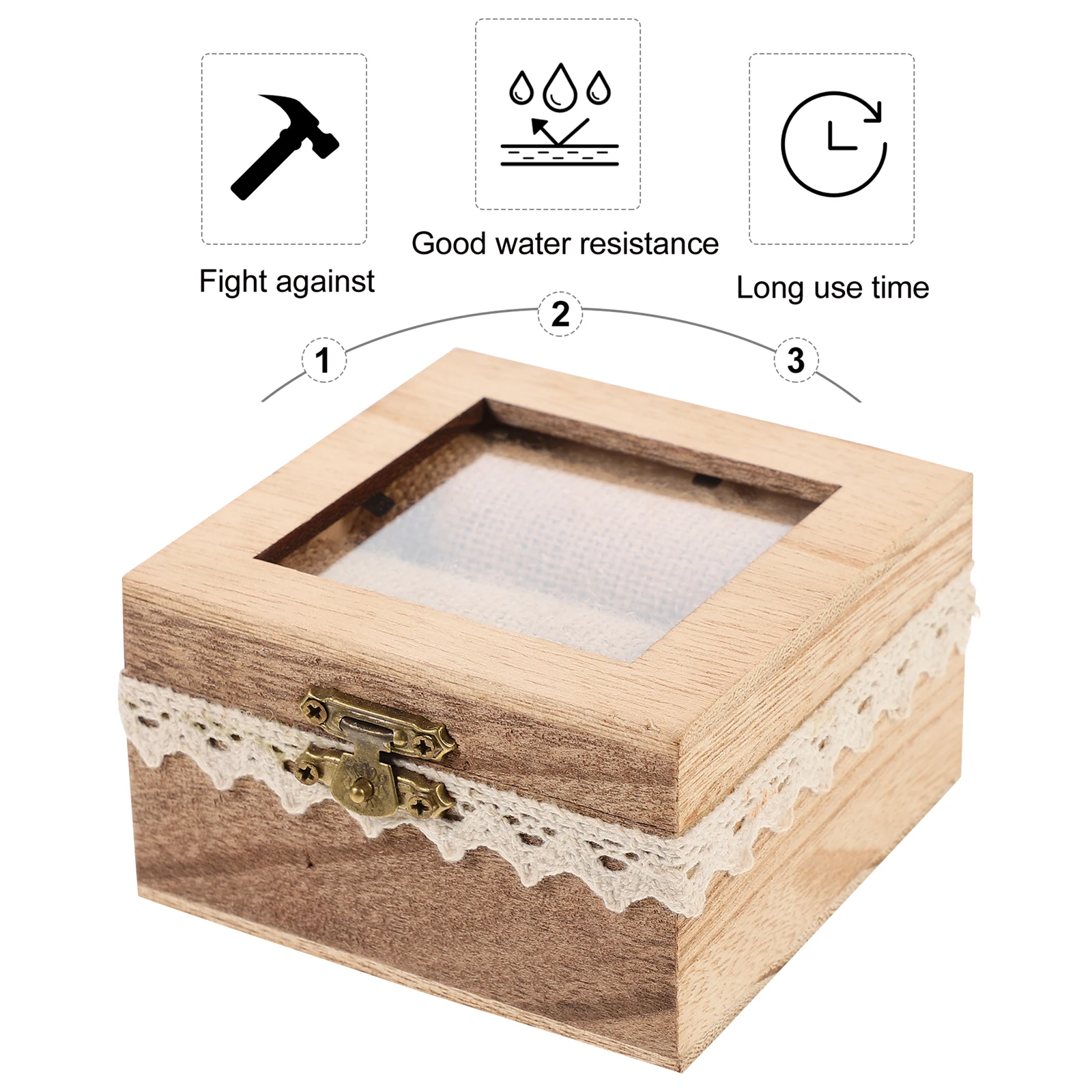 

Wooden Wedding Ring Box Vintage Jewelry Necklace Storage Case Desktop Boxes Travel Jewellery
