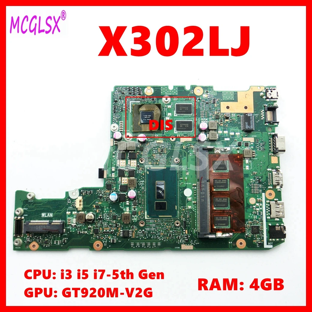 X302LA  Mainboard For ASUS F302LJ X302LJ X302LA P302LA P302LJ Laptop Motherboard With i3 i5 i7-4th/5th Gen CPU 4GB-RAM UMA/DIS