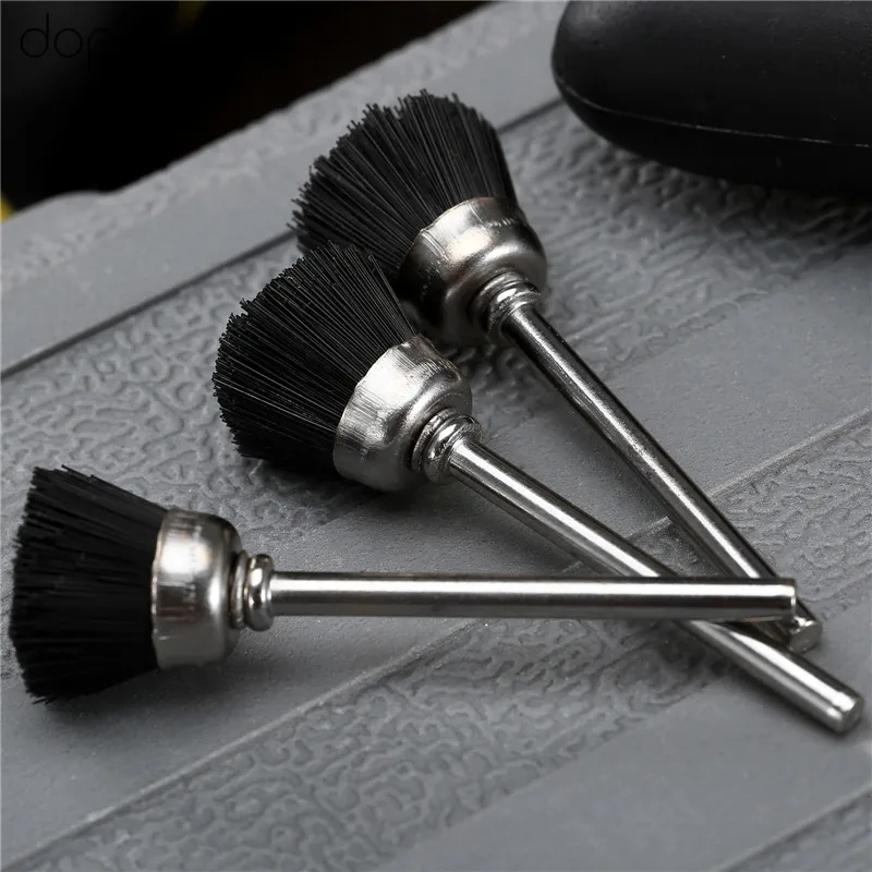 20PCS 3mm Shank Mandrel Metal Stiff Abrasive Wheel Nylon Cup Brush Polishing Buffing Wheel Rotary Tool Dremel Accessories dophee