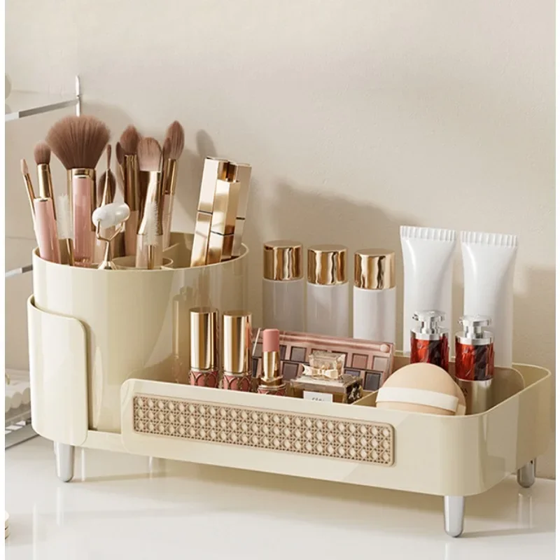 2025 New Makeup Storage Box Desktop Rotatable Dividing Pen Holder for Dressing, Large Capacity Multifunctional Makeup Box