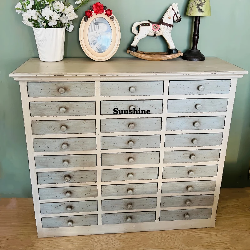 

French retro old solid wood, storage cabinet entrance, dining side