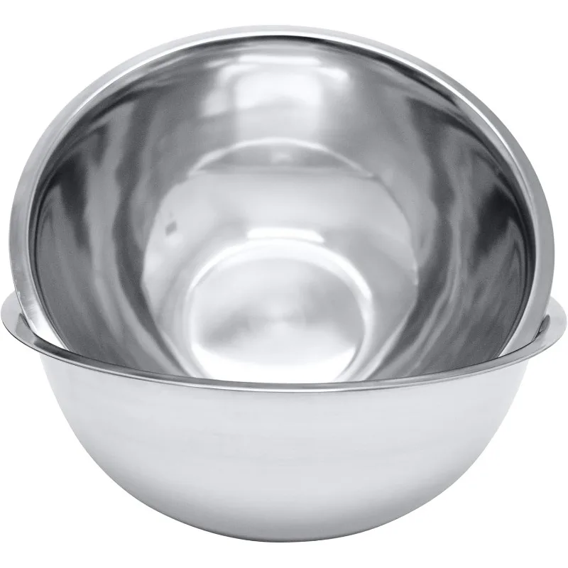 

8 Quart, Set of 2, Mixing Bowls, Stainless Steel, Professional Chef, Commercial Kitchen, 13.25 Inches Diameter, Flat Base