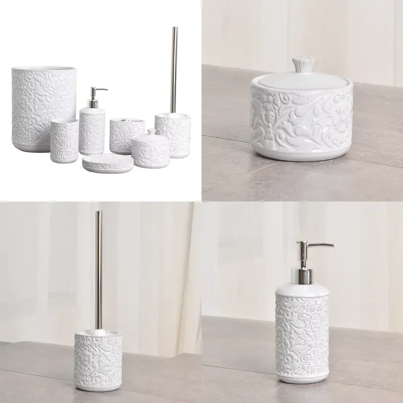 White Ceramic Bathroom Accessories Set for Hotel Home Bath Cheap